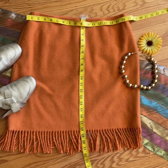🎃 VINTAGE; Jones New York Wool w/Fringe Pumpkin-Colored Skirt Misses Sz. M/10!! - Picture 8 of 10